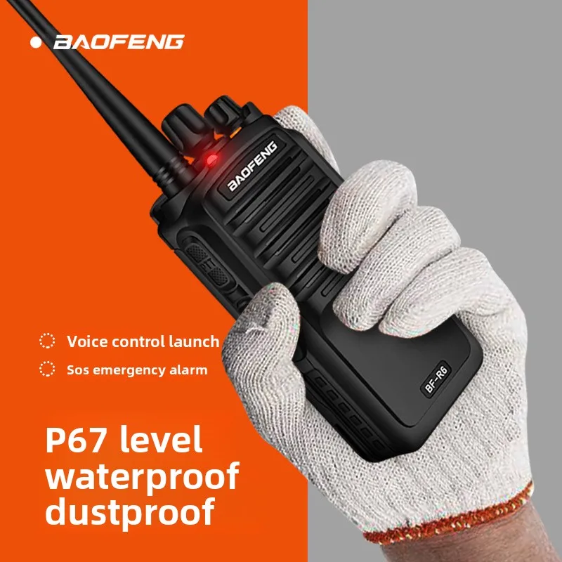 

Рация BAOFENG BF-R6 профессиональная, водонепроницаемая (IP67), для коммерческого и гражданского использования, портативная, для строительных площадок и активного отдыха на природе
