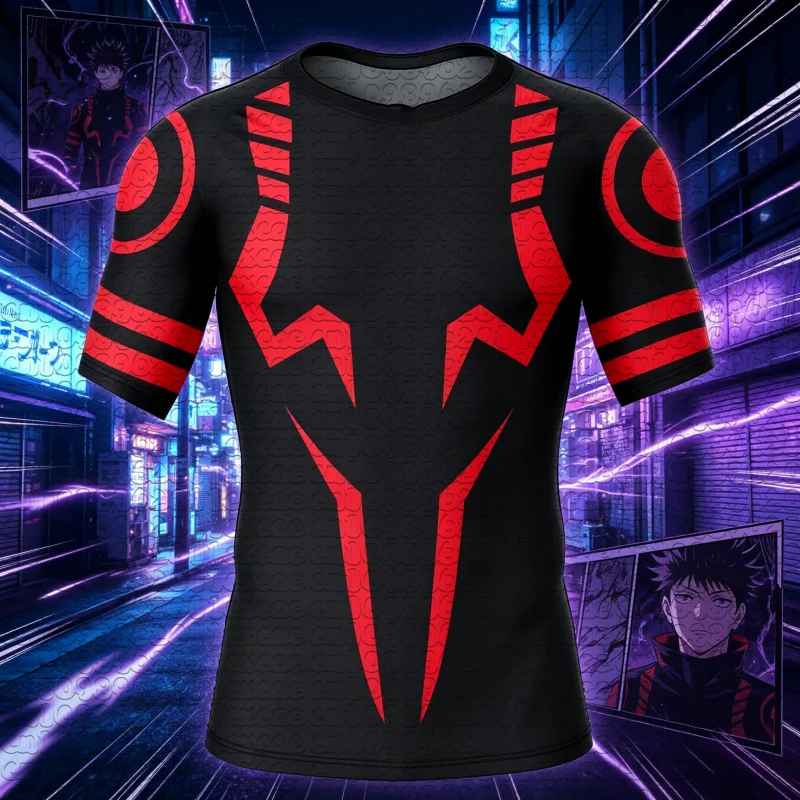 Summer New Jujutsu Kaisen Sukuna Quick Dry Compression Shirt Anime Comic Short Sleeve Unisex Fitness Sports Workout Tee Y2k