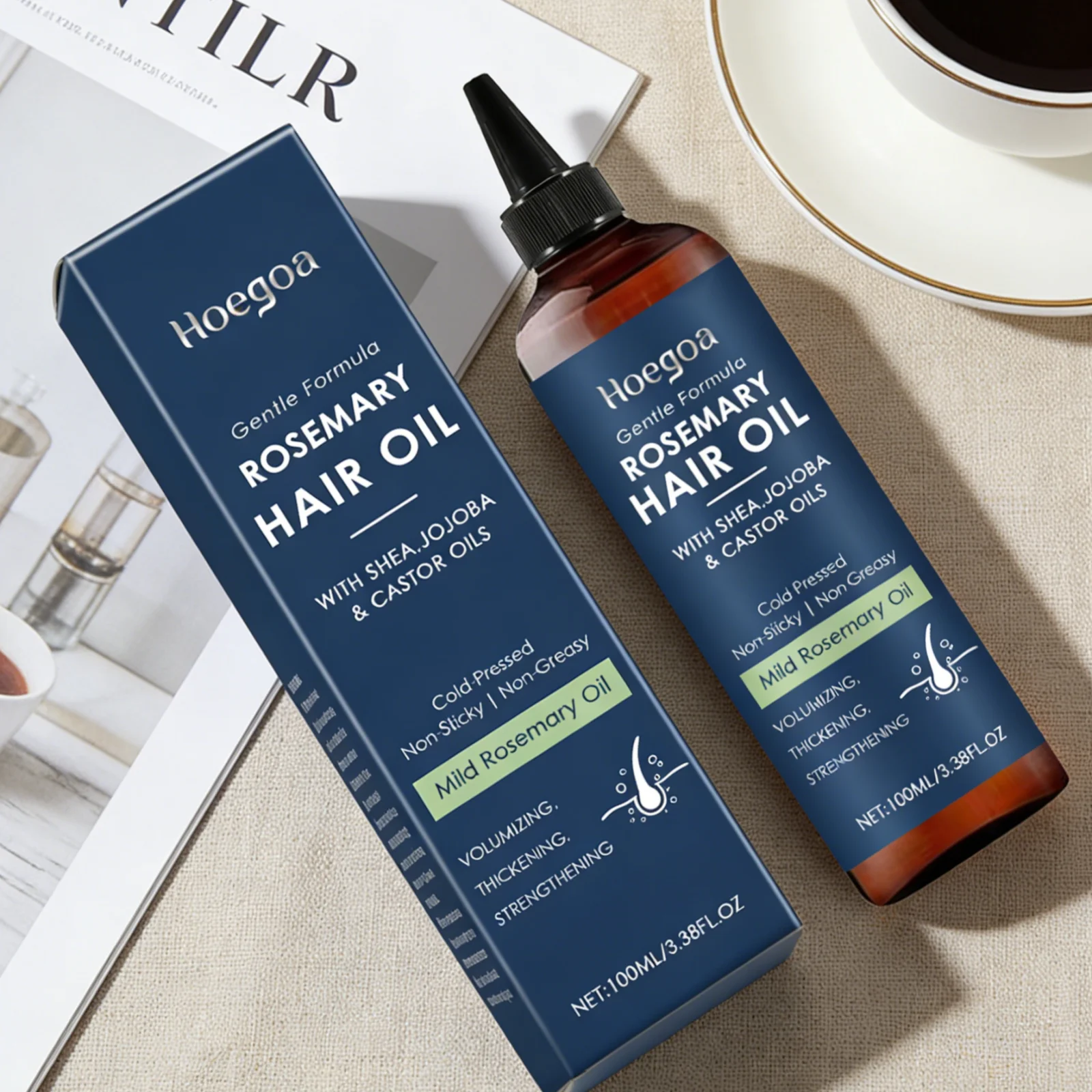 Hoegoa Rosemary Hair Oil Deep Moisturizing Frizz Control Smoothing Improve Hair Texture Fast Absorbing Nourishing Hair Care Oil