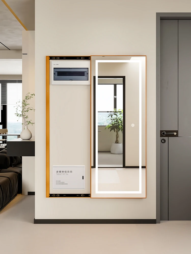 

Customized smart home entrance door hidden meter box blocking push-pull decorative full-length mirror full-body mirror