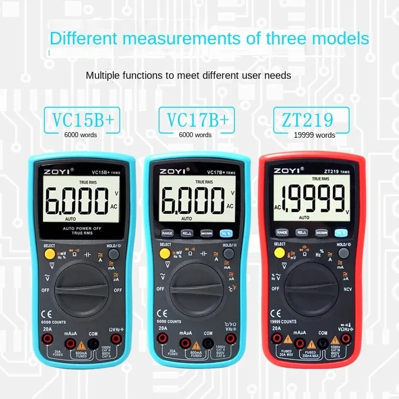 

ZOYI VC17B+ Digital Multimeter 6000 Counts Multimetro Multitester Digital Profesional Transistor Capacitor Tester lcr esrmeter