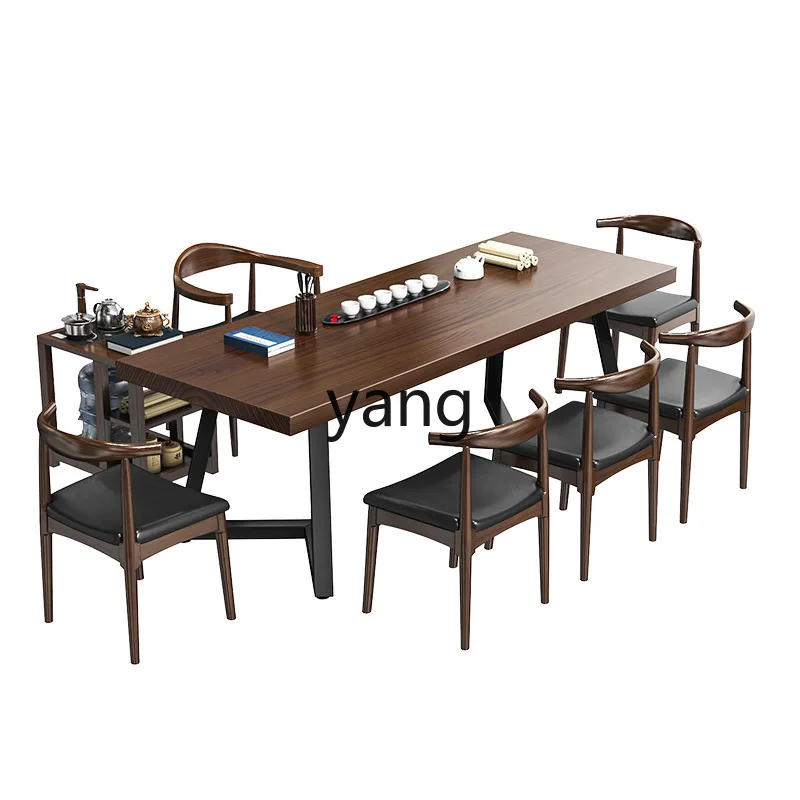 LMM solid wood tea table simple modern tea table and chair combination household living room simple