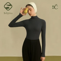 SUJIIN Hermal Shirt Underwear Woman 2024 Autumn Winter Slim Warm Bottoming T-Shirt Tops High Quality Female New Undershirt WC036