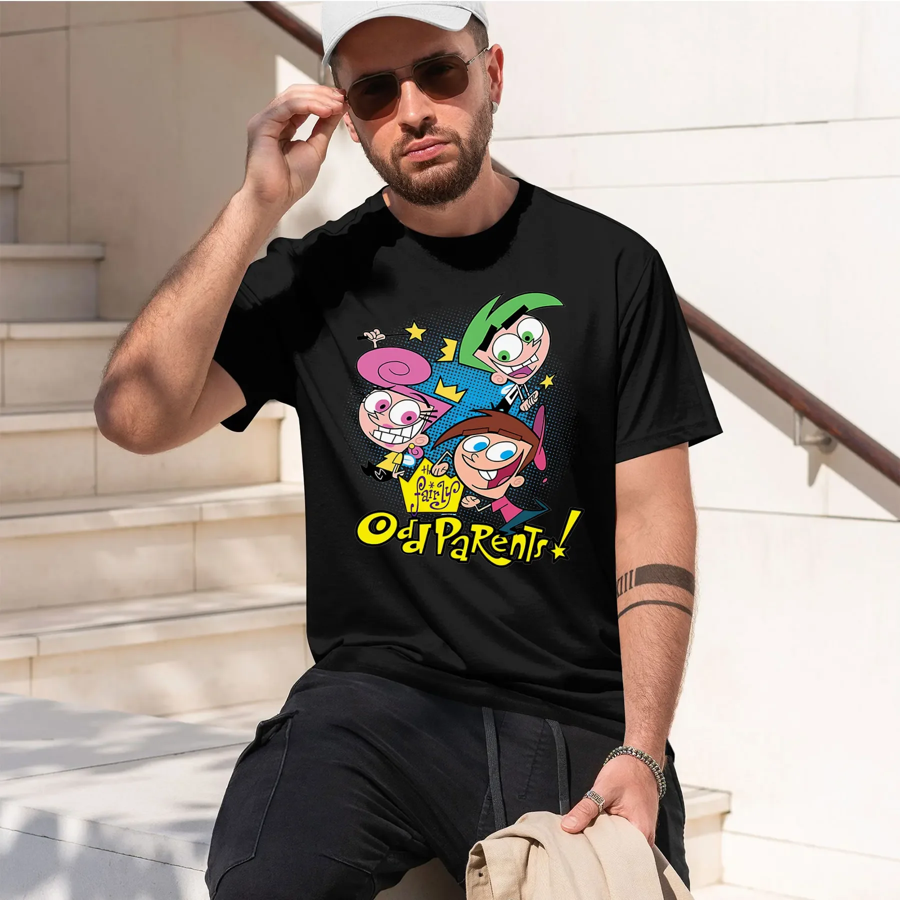 Los padrinos mágicos Timmy Cosmo y Wanda Bolsa 2026 nueva moda, camisetas de cuello redondo con estampado retro, divertidas y de gran venta