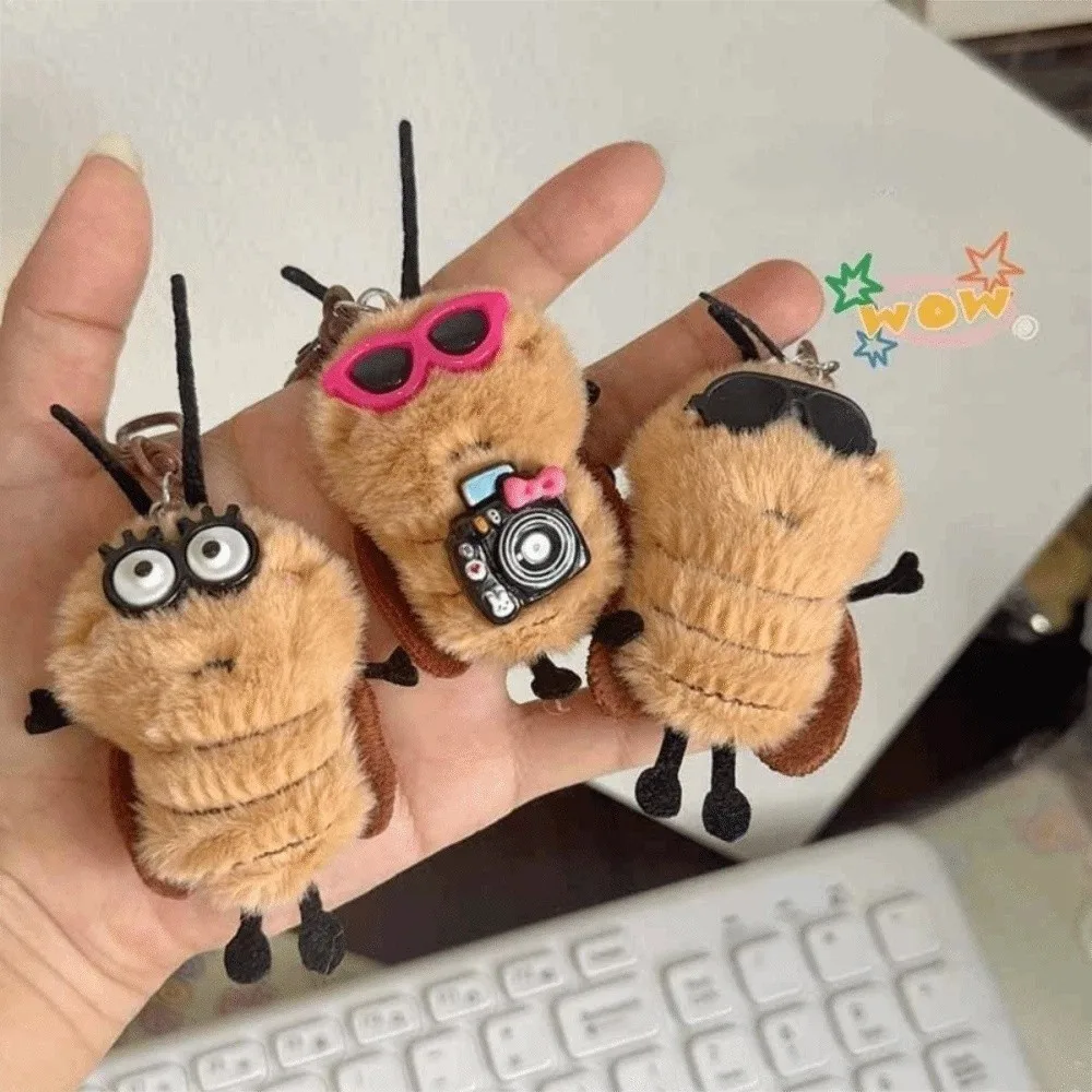 أفخم الصرصور المفاتيح الكرتون محشوة الحيوان على ظهره قلادة مفتاح السيارة حامل محشوة دمية كيرينغ متعة هدية الملحقات