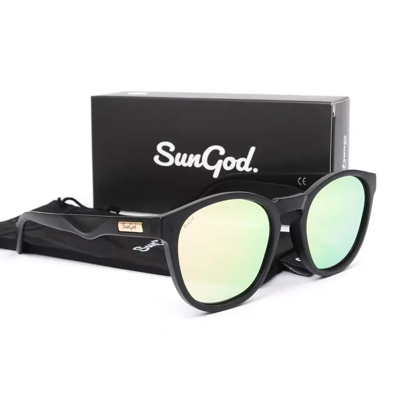 SUNGOD MIRAS Occhiali da sole a specchio blu Occhiali con lenti polarizzate da uomo Occhiali da sole da uomo quadrati moda retrò Sport S01: con scatola