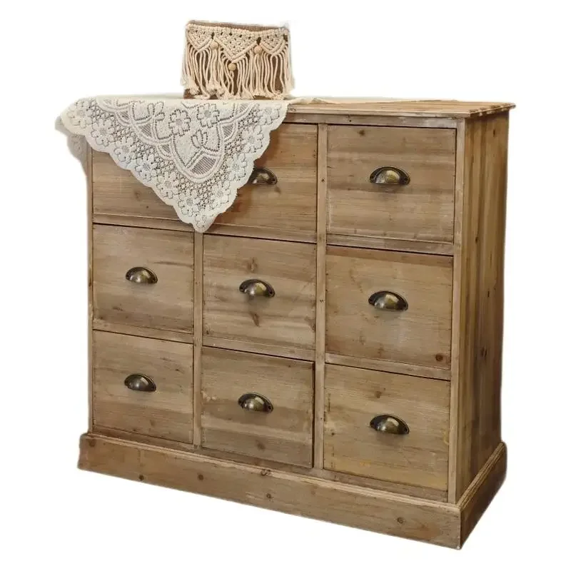 

American country solid wood retro old fir chest, living room locker