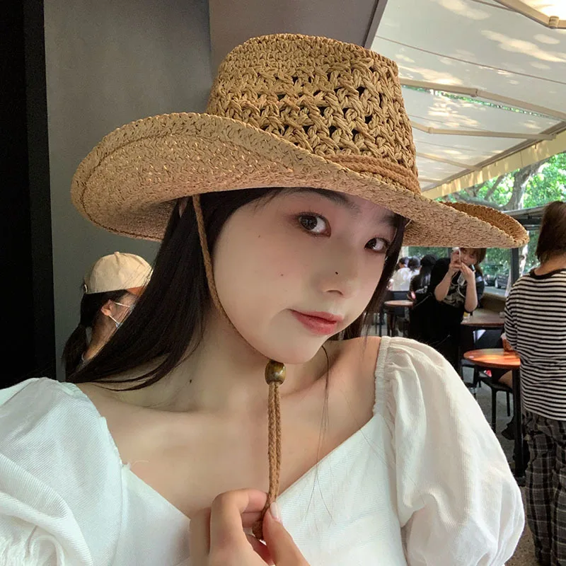 Sombrero de vaquero occidental Retro americano para mujer, gorra alpina para acampar, gorra de calle, Verano