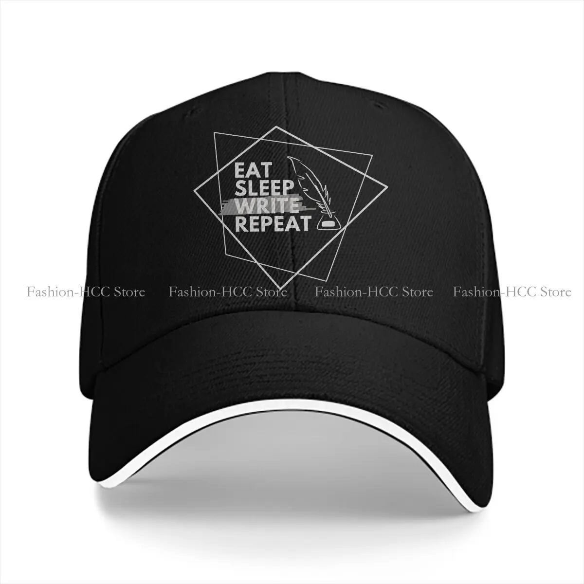 

Eat Sleep Write Repeat Solid Color Baseball Caps Peaked Cap Typewriters Sun Shade Hats Men Women