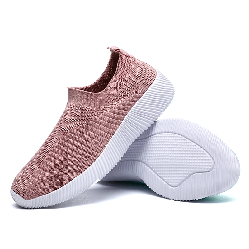 Women Vulcanized Shoes High Quality Women Sneakers Slip On Flats Shoes Women Loafers Plus Size 43 Walking Flat