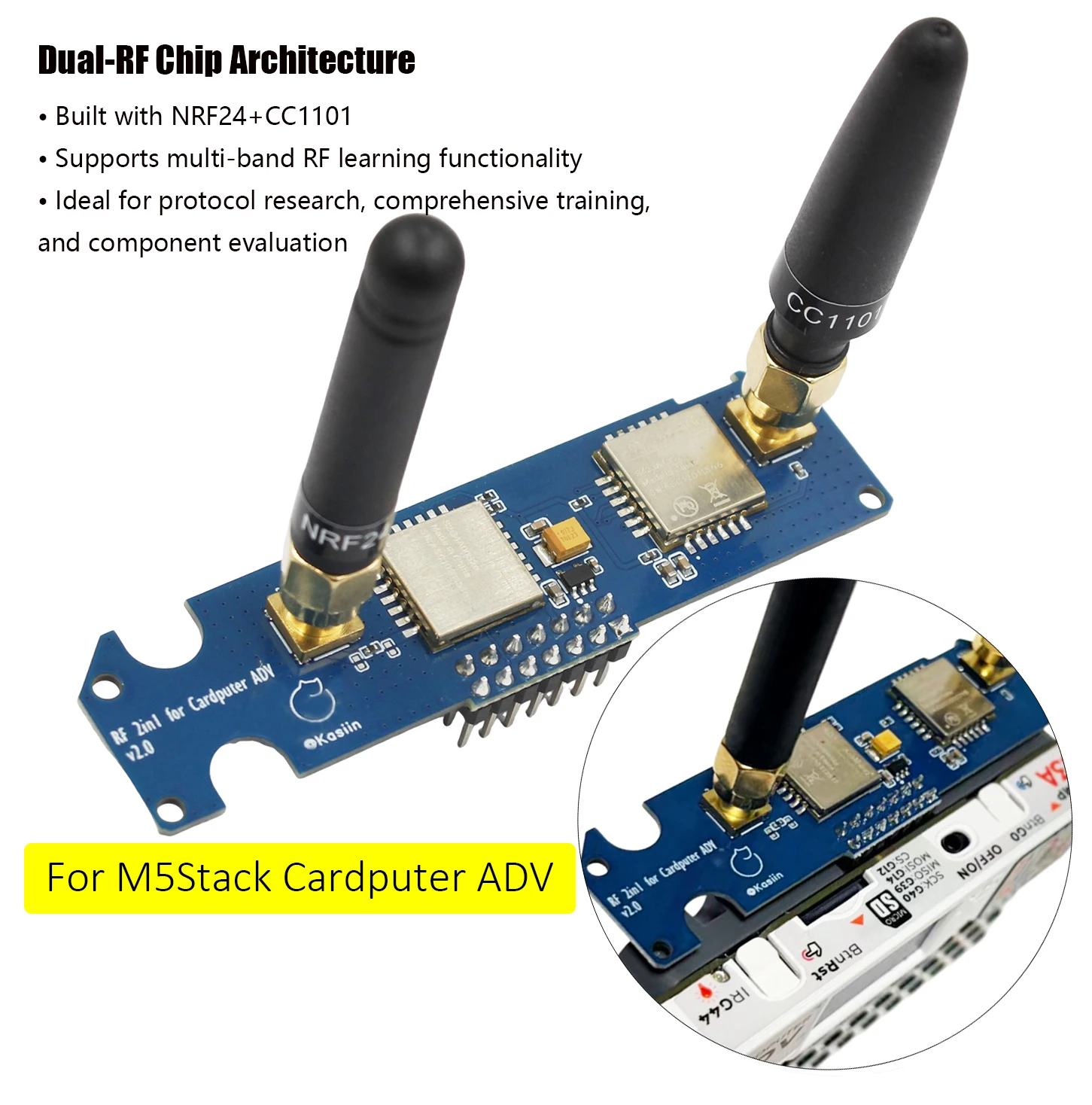 2-in-1 2.0 Module CC1101 NRF24 For M5Stack Cardputer ADV Bruce Adaptation