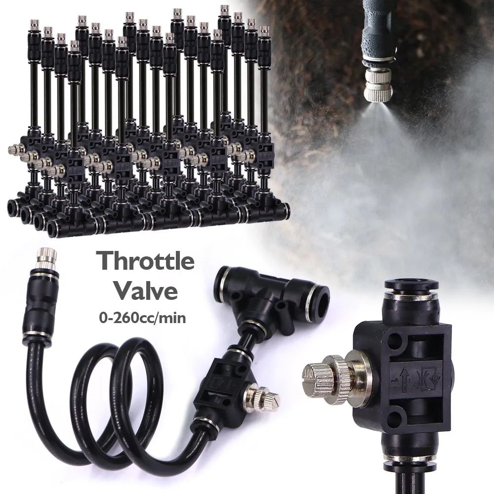 

360° Bend Misting Nozzle with Throttle Valve Fine Atomizer Sprayer for 3/8" 12mm Garden Irrigation Watering Cooling Control Flow