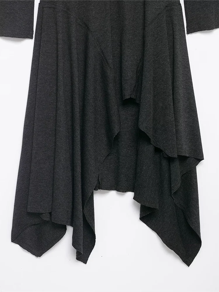 فساتين نسائية صيفية متينة غير متماثلة برقبة دائرية وأكمام طويلة بطيات فساتين نسائية عصرية مع حزام تزيين فستان ميدي مثير #3