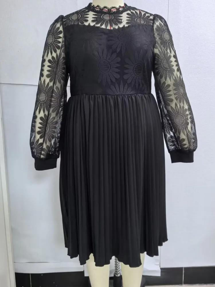 L-4XL Plus Size Clothes Dresses Women Spring Autumn Robes Long Sleeve Street Style Casual 3XL Big Size Midi Dress Oversized view 5