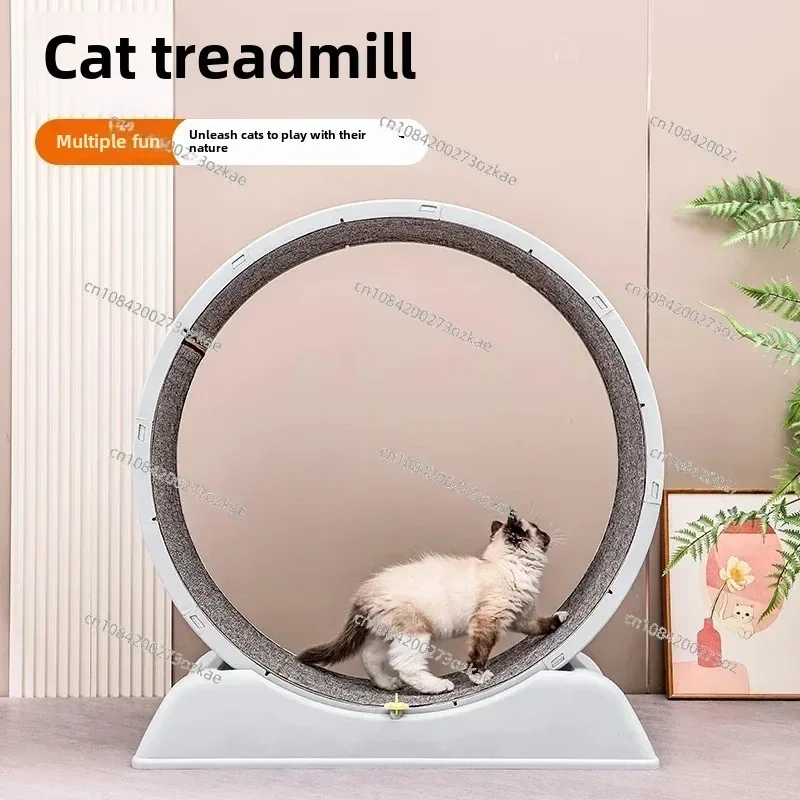 Quiet Exercise Cat Wheel Treadmill - Non-Electric Fitness Toy for Cats and Small Dogs with Durable Plastic Frame and Textured