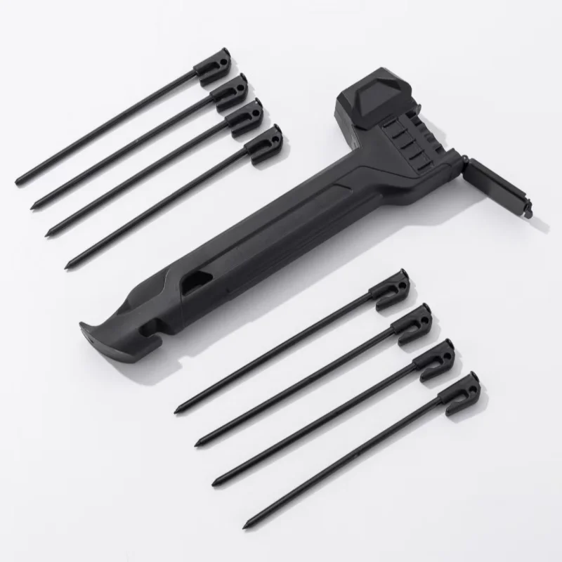 

Outdoor multi-functional tent stakes and hammer, campsite stake hammer, plastic stake hammer, stake hammer with 8 stakes