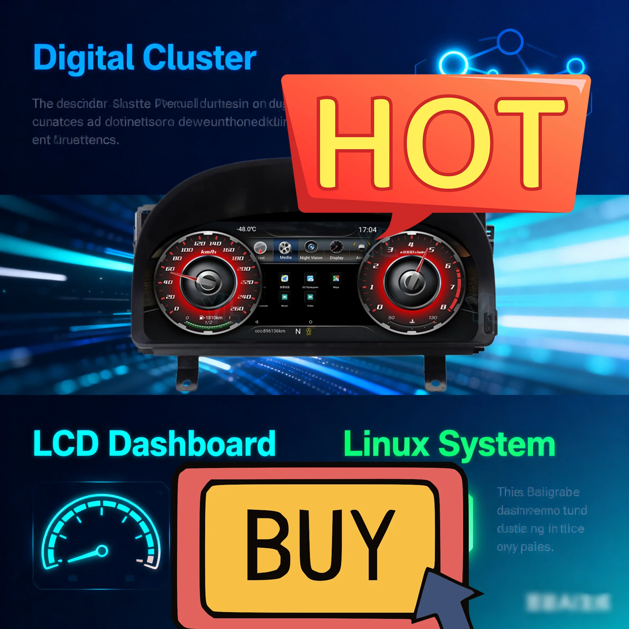 Car Digital Cluster Instrument For Toyota Alphard 20 Alphard 30 A20 A30 2008-2014 2015-2018 LCD Speed Meter LCD  Dashboard Linux