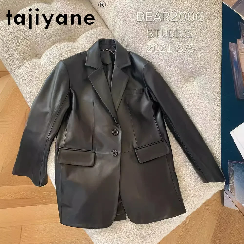 TAJIYANE Genuine Leather Jacket Women Real Sheepskin Korean Style Leather Suit Jackets Fall Clothes 2024, кожаная куртка женская