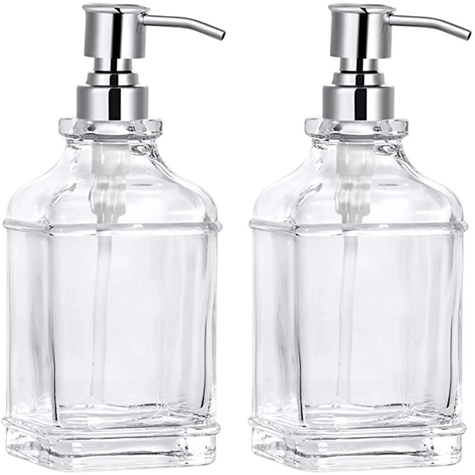 

Retro Transparent Glass Press Dispensing Bottle With Stainless Steel Pump Hand Sanitizer Refillable Bottle Travel Soap Dispenser