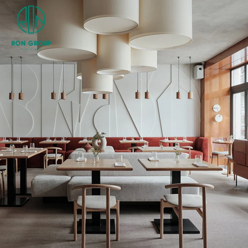 

custom.Pizza Custom square Hospitality Coffee Tea Shop Oak Wood Bakery Cafe Restaurant Furniture Booth Seating Table and Chair S