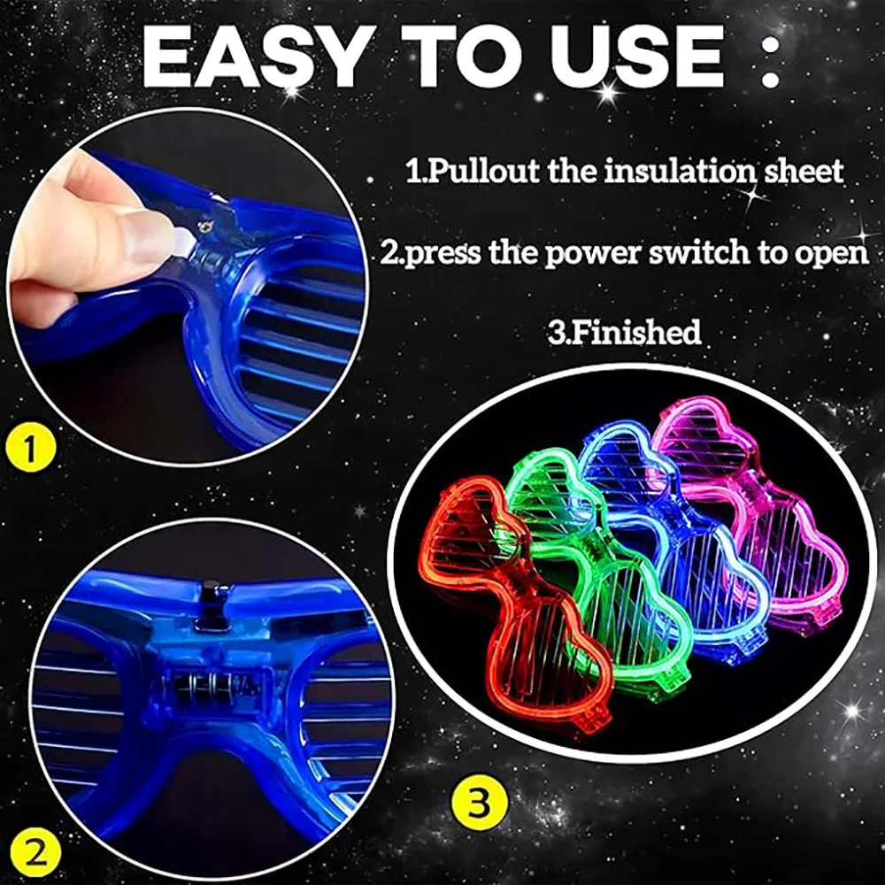 5/10/20/30/50 Bulk Light Up Glasses Heart Shaped LED Glasses Glow In The Dark Party Supplies for Birthday Wedding Party Favors - view 4