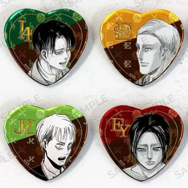 Attack on Titan Tinplate Badge Peripheral Products ErenErwin Levi  Heart Shaped Badge White Day Genuine ANIQUE in Stock Original