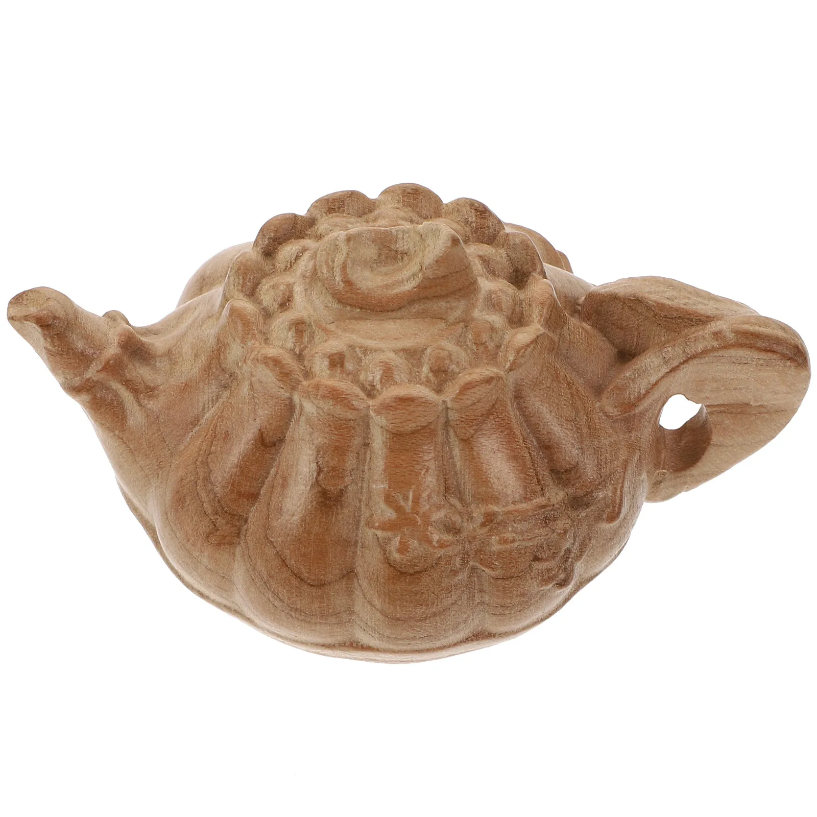 1Pcs Peach Wood Carved Tea Pet Mini Teapot Decoration Home Tea Tray Desktop Ornament Creative Wood Carving Craft