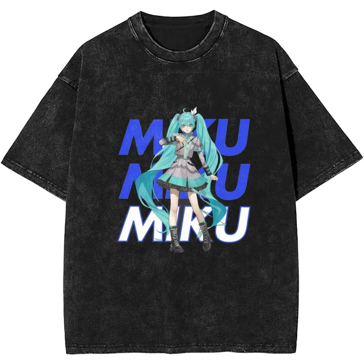 

2025 Hatsune Miku Washed T Shirt Men Y2K Retro Cotton T-Shirts Summer Comfortable Novelty Tee Shirt Design Size Clothes