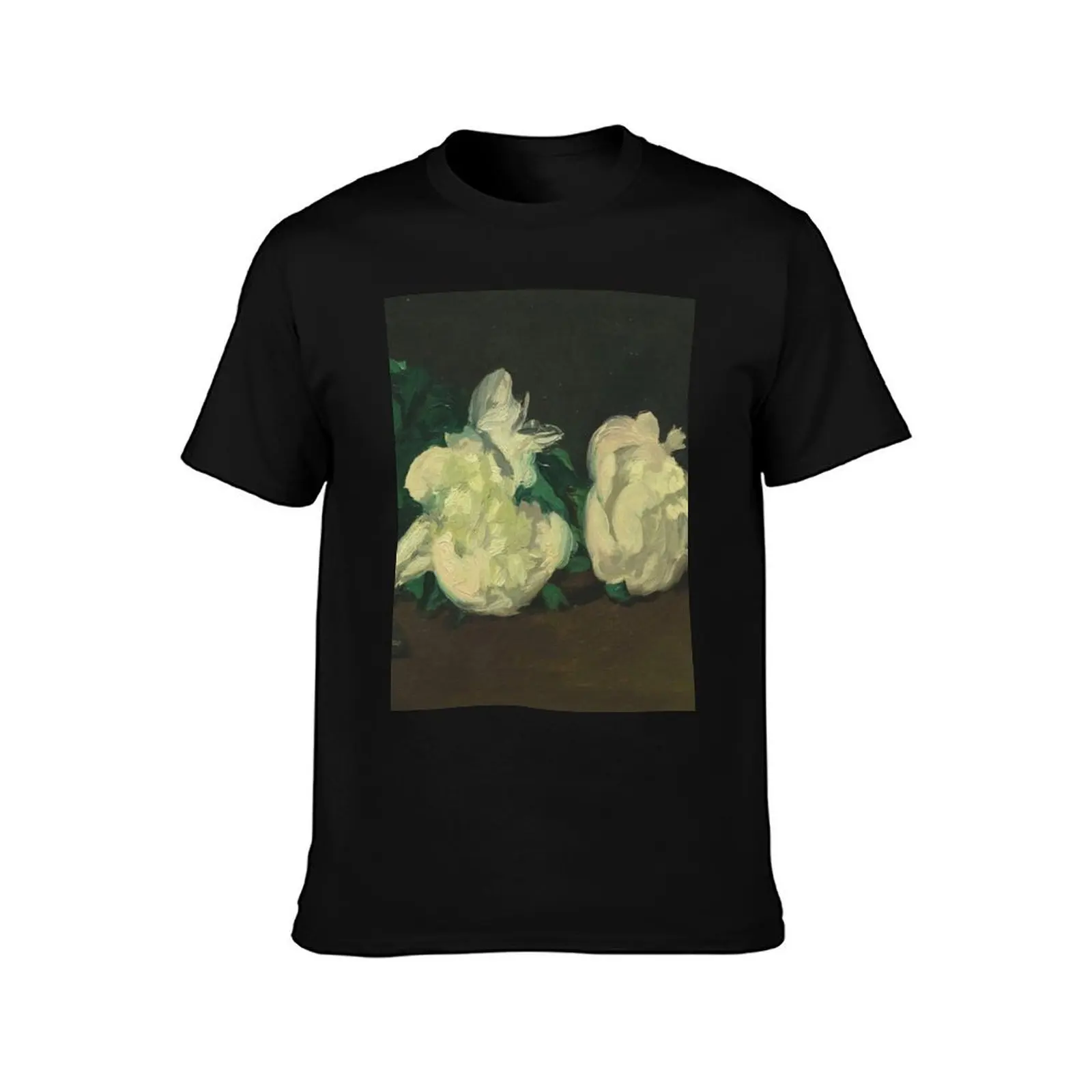 Edouard Manet Branch of white peonies and shears, 1864 Print T-Shirt Large Size Short Sleeve T-Shirt