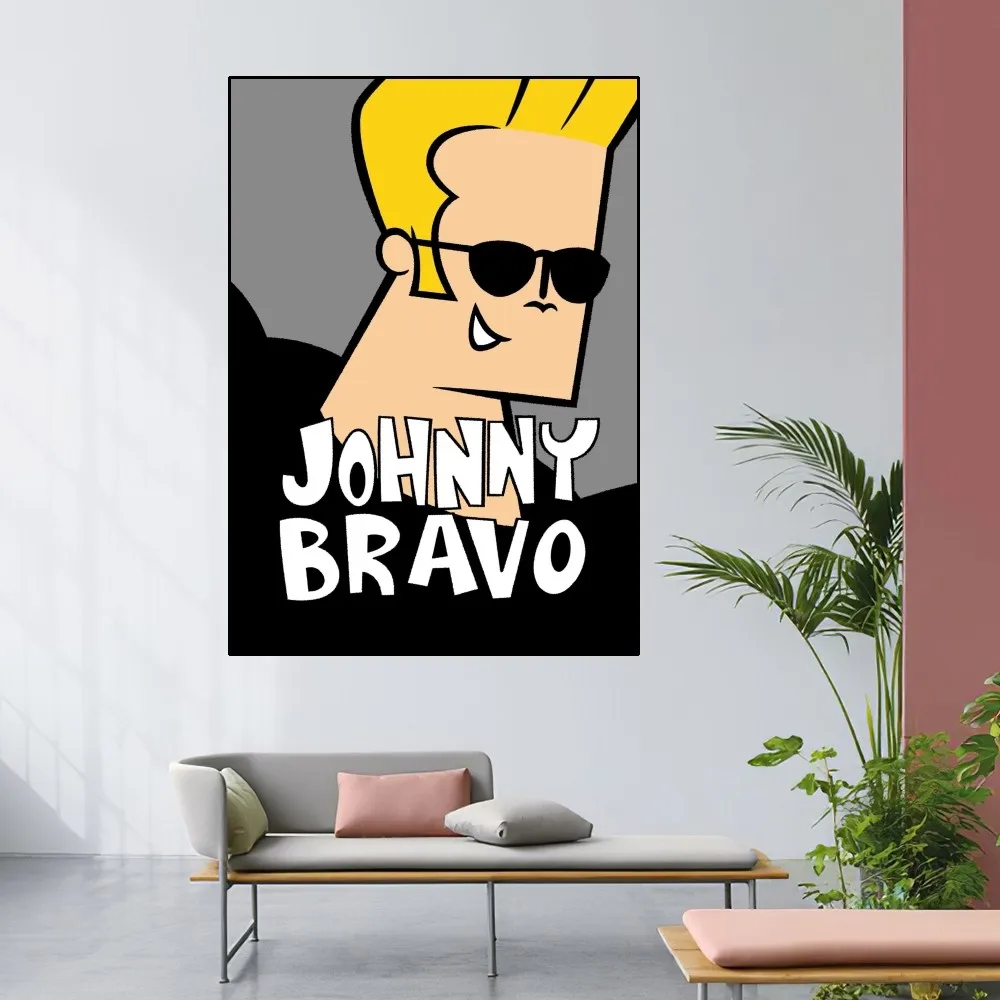 J-Johnny Bravo Cartoon Poster Home Room Decor Livingroom Bedroom Aesthetic Art Wall Painting Stickers