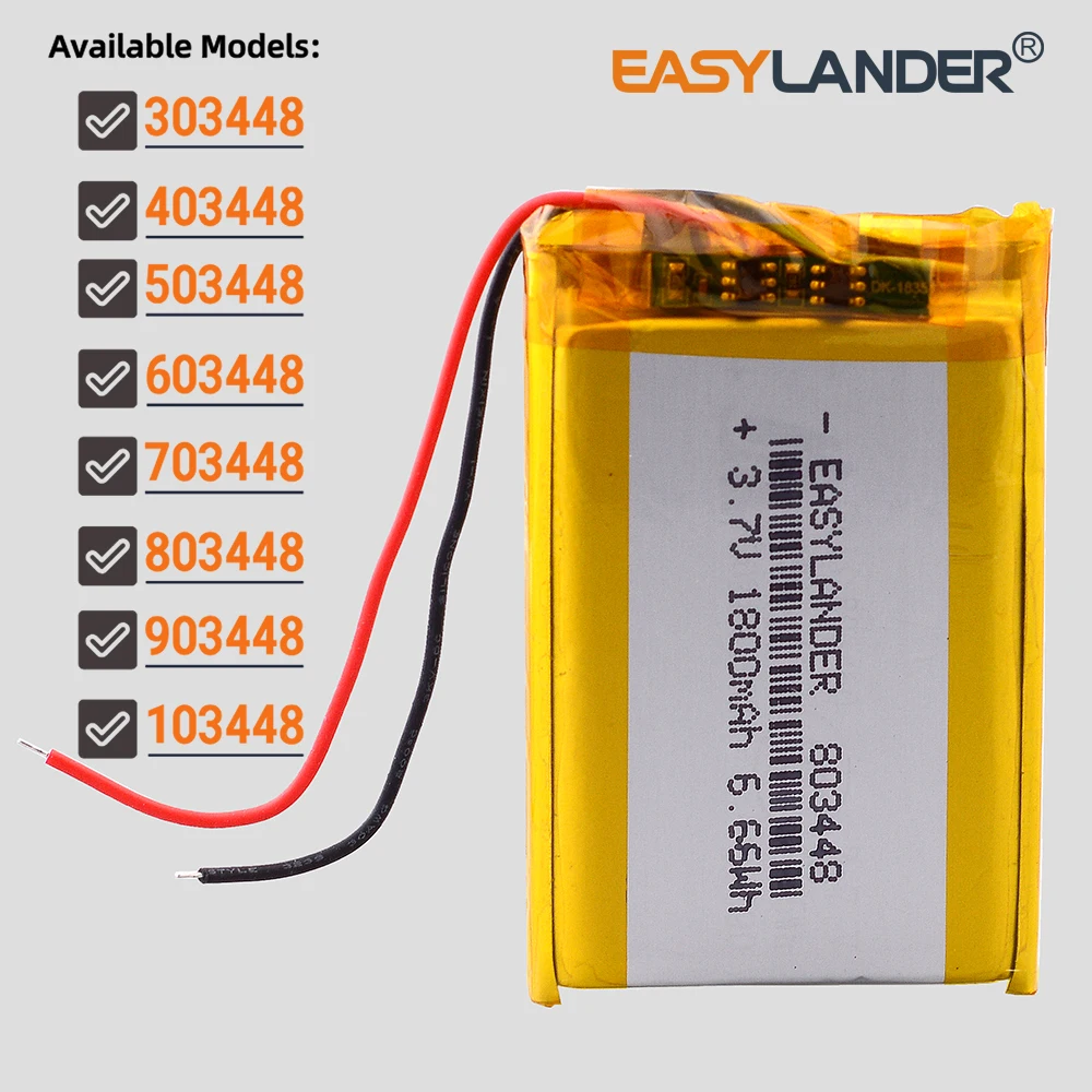 303448 403448 503448 603448 703448 803448 903448 103448 123448  3.7V 1800mAh Lithium Li-ion Polymer Battery Lipo Batteries