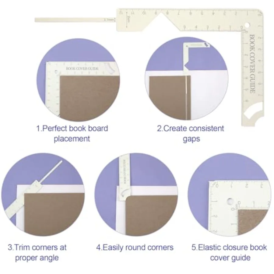 5in1 Book Cover Guide Metal Bookbinding Tools DIY Book Binding Materials for Creating Book Album Scrapbook Cover