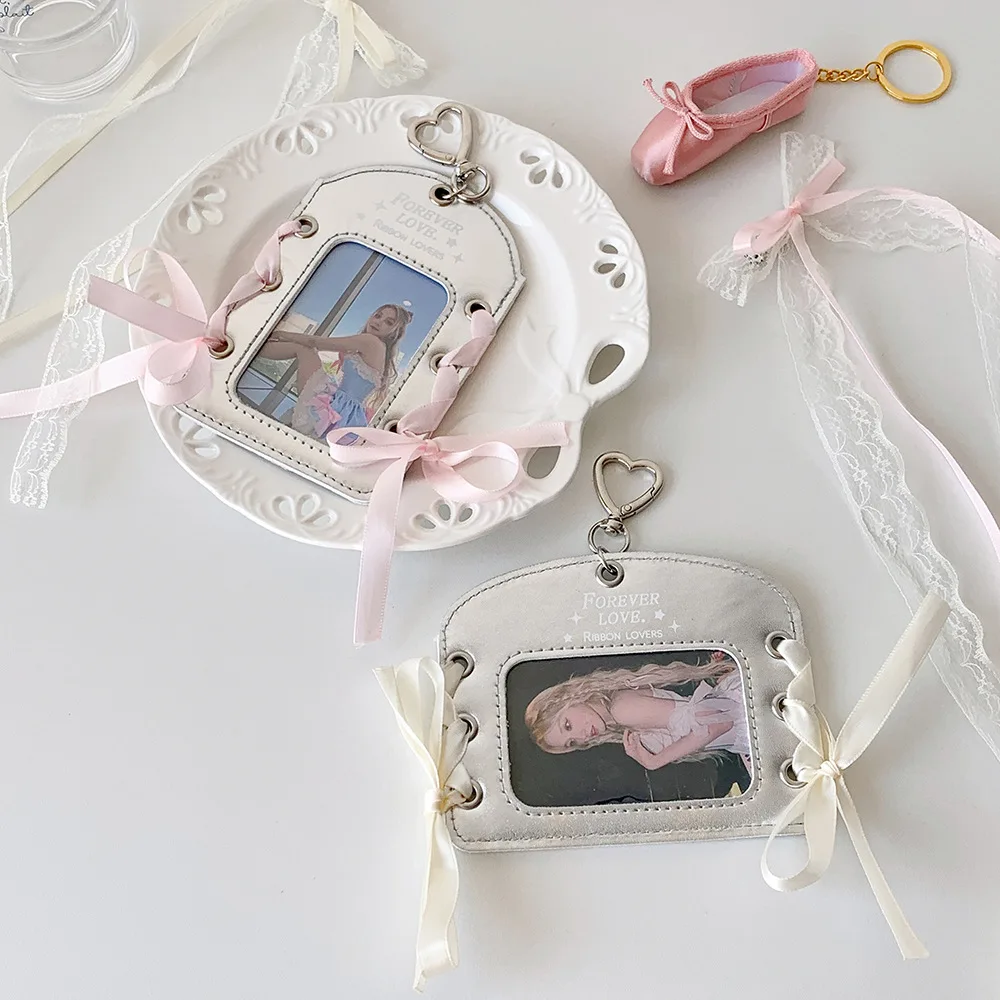 Hisocute Student Silver Ballet Style Ribbon ID Card, Meal Holder, Girl Star Chasing Pendant Card Holder