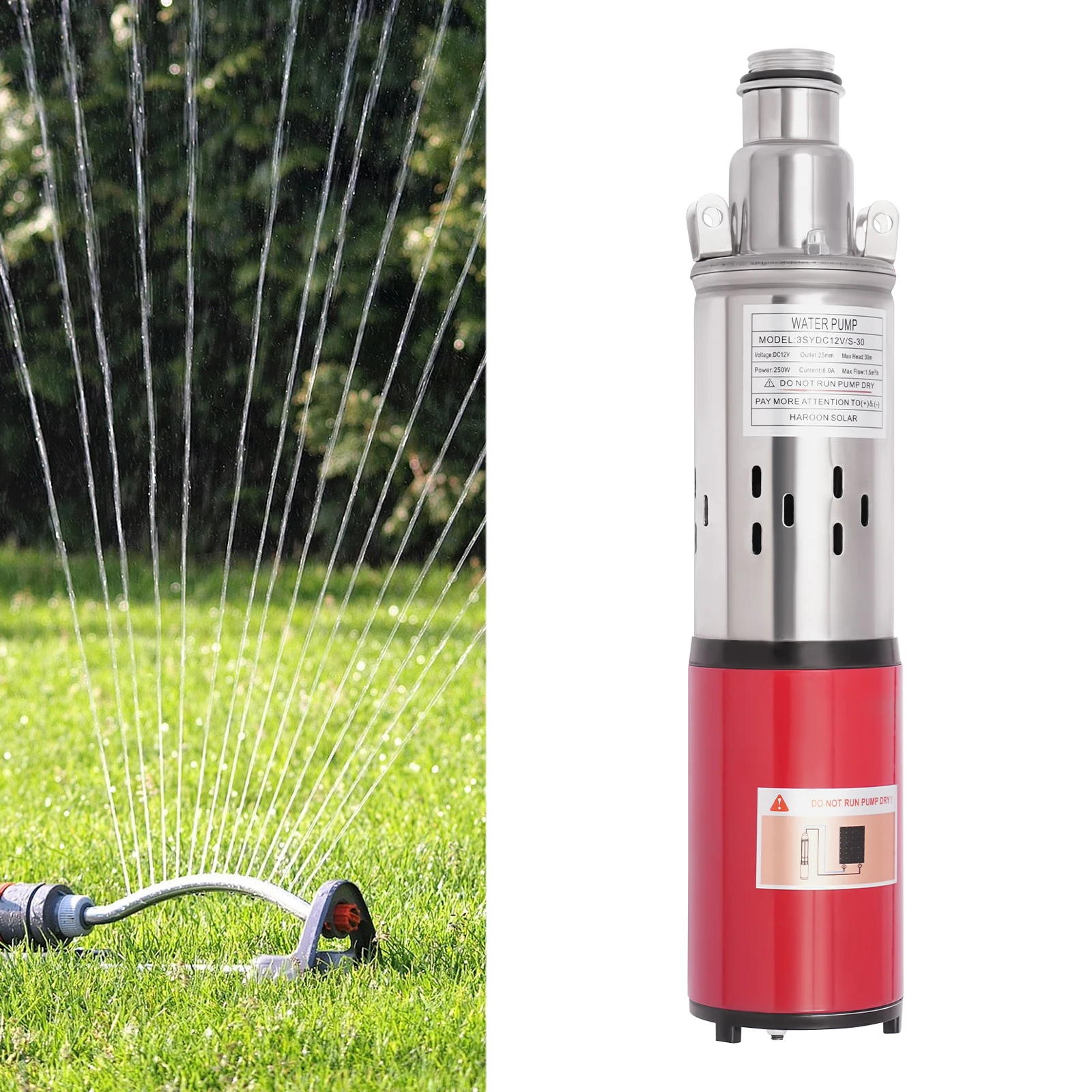 12V Anti-Corrosion Deep Well Screw Submersible Pump Low Noise Water Pump for River Pumping  and Agricultural Irrigation