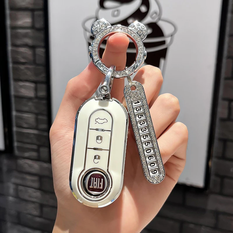 3 Buton Car Key Case Cover For Fiat 500 Ducato Panda 500L Punto Lancia Musa For Citroen For Citroen Car Keyring Luxury Leather