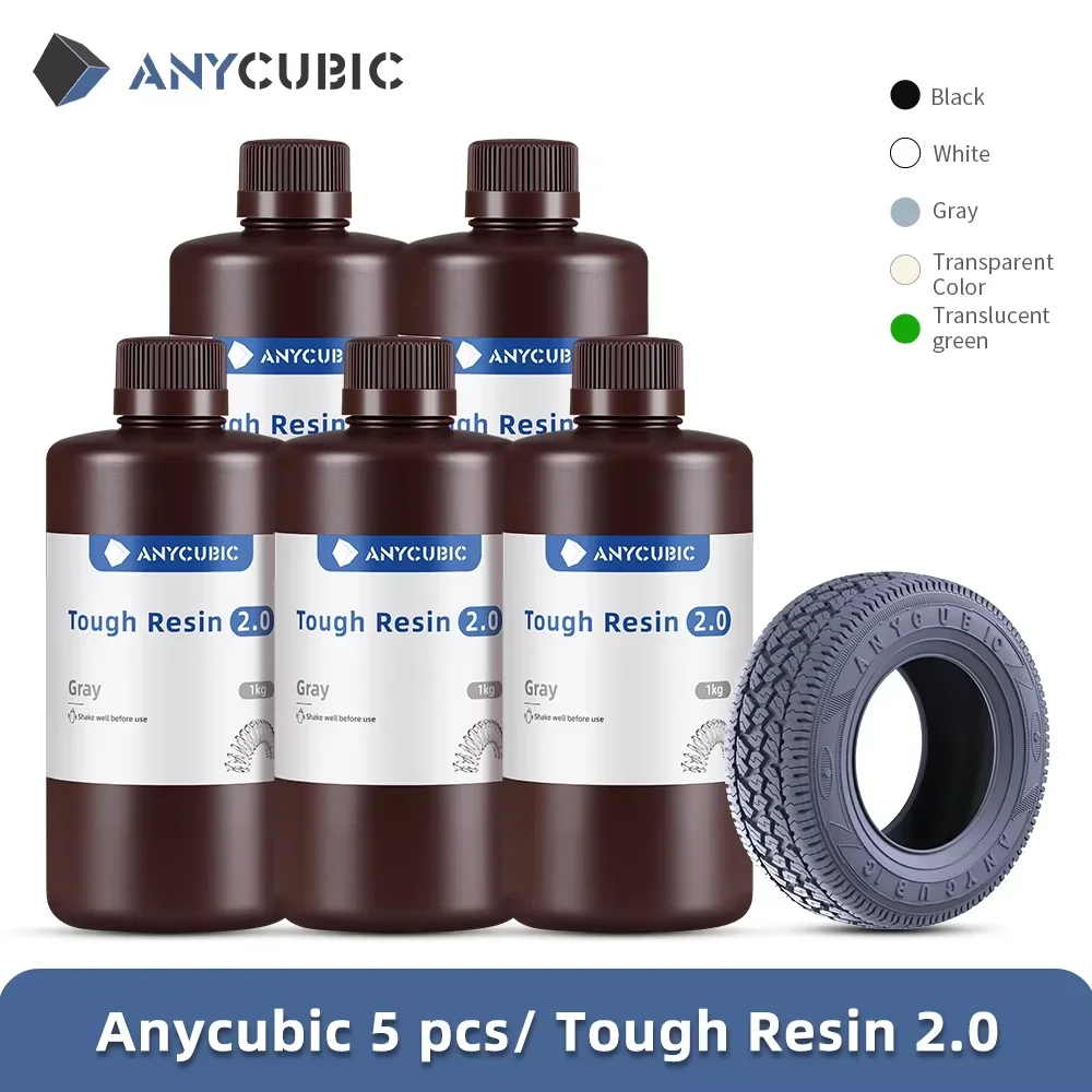 ANYCUBIC 5kg Tough Resin 2.0 405nm UV Resin For LCD 3D Printer Material For Photon Mono 4 Printing Easy to Print High Precision