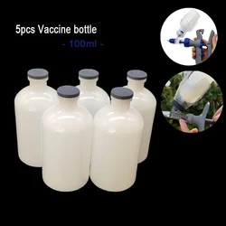 5pcs 100ml Poultry Plastic Bottle Vaccine Bottle Dispensing Syringe Accessory Continuous Thicken Animal Farming Tools