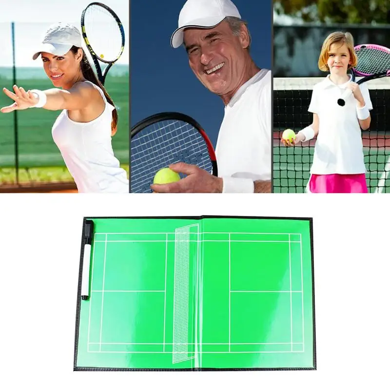 Portapapeles de tenis para entrenadores, tablero de entrenamiento, portapapeles para entrenadores, portapapeles de tenis, portapapeles de borrado en seco, portapapeles de entrenamiento plegable para campo