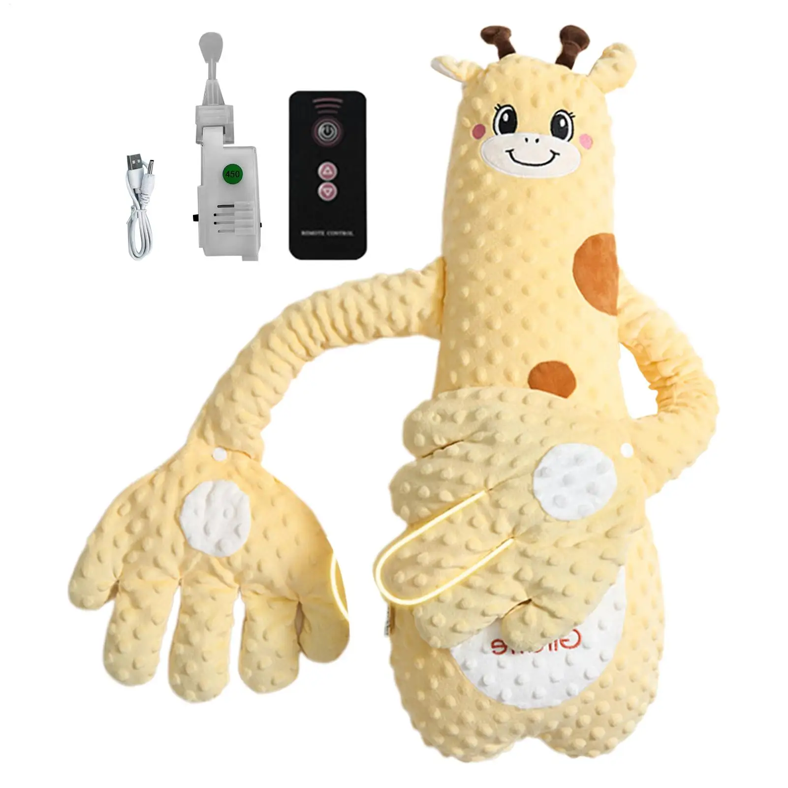 Chupetes para dormir para bebé con 3 modos ajustables, cojín interactivo con forma de animal relleno, compañero acogedor para guardería