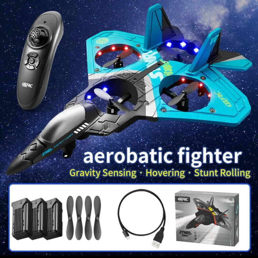 

V17 Remote Control Plane 2.4Ghz Foam RC Airplanes Helicopter Quadcopter,Spinning Drone With Cool Light,Gifts For Kids Adults