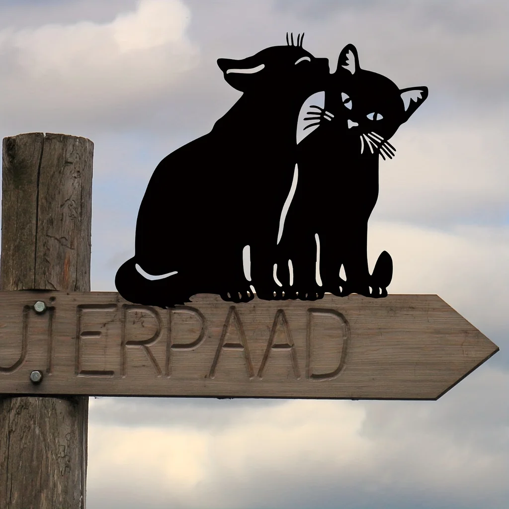 Dale un toque de fantasía a tu jardín con esta Adorable valla de gato de Metal, decoración artística de pared para decoración de fiestas de jardín