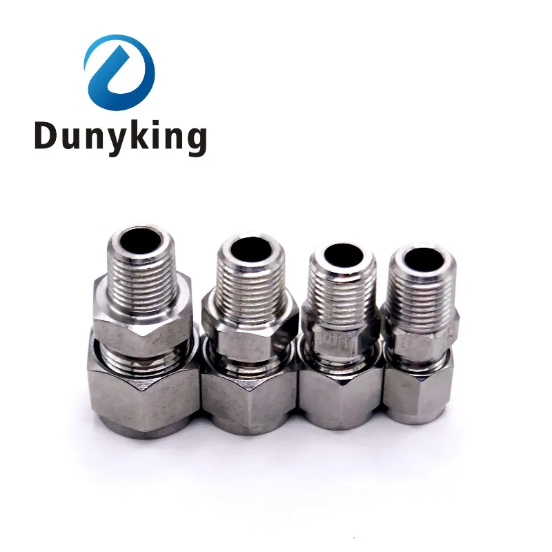 Conector de compresión de doble férula de acero inoxidable SS 304, tubo de 6mm, 8mm, 10mm y 12mm a 1/8 \