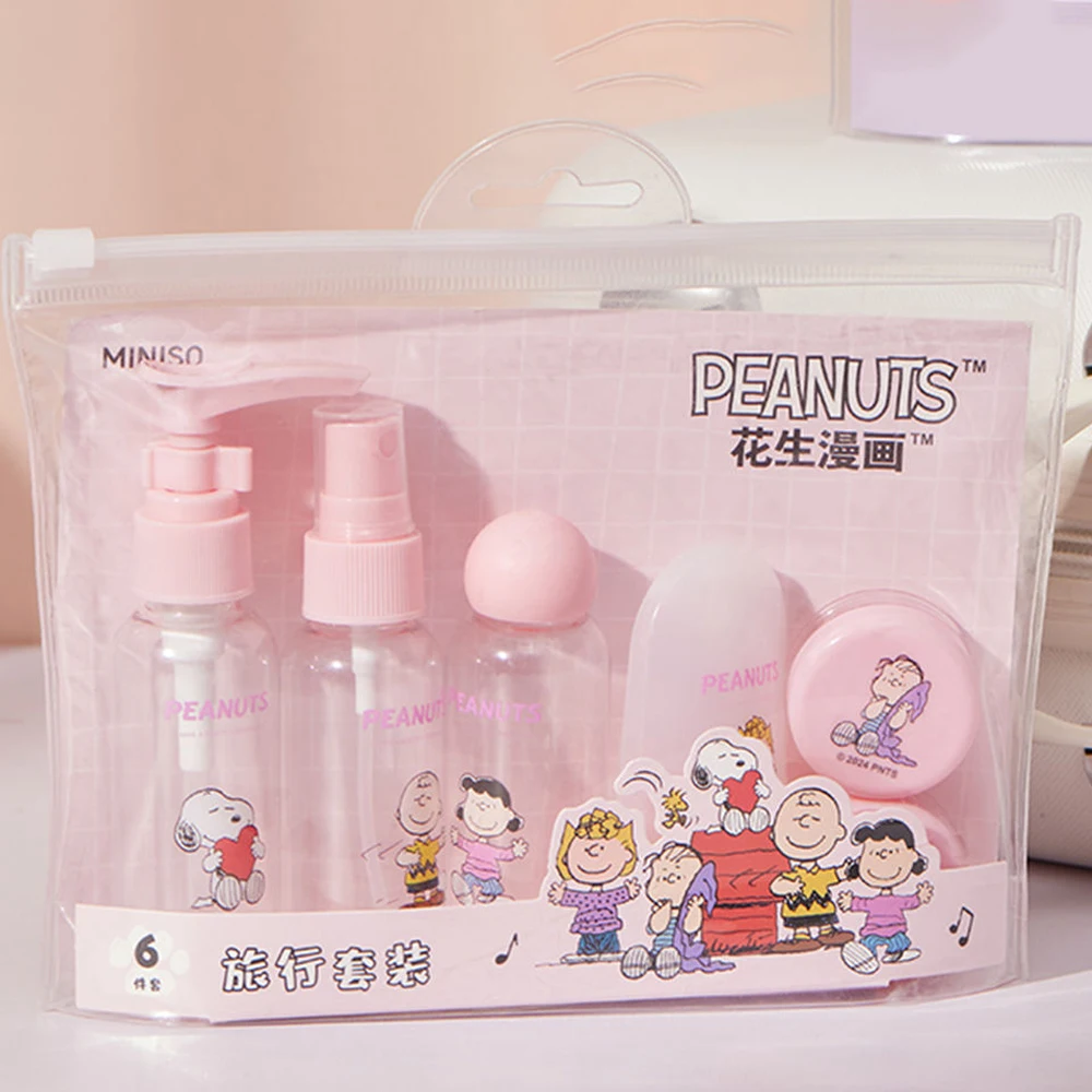 MINISO Anime Figures Snoopy Colorful Life Series Bottled Separately Cartoon Cute Travel Portable Cosmetic Separate Bottling