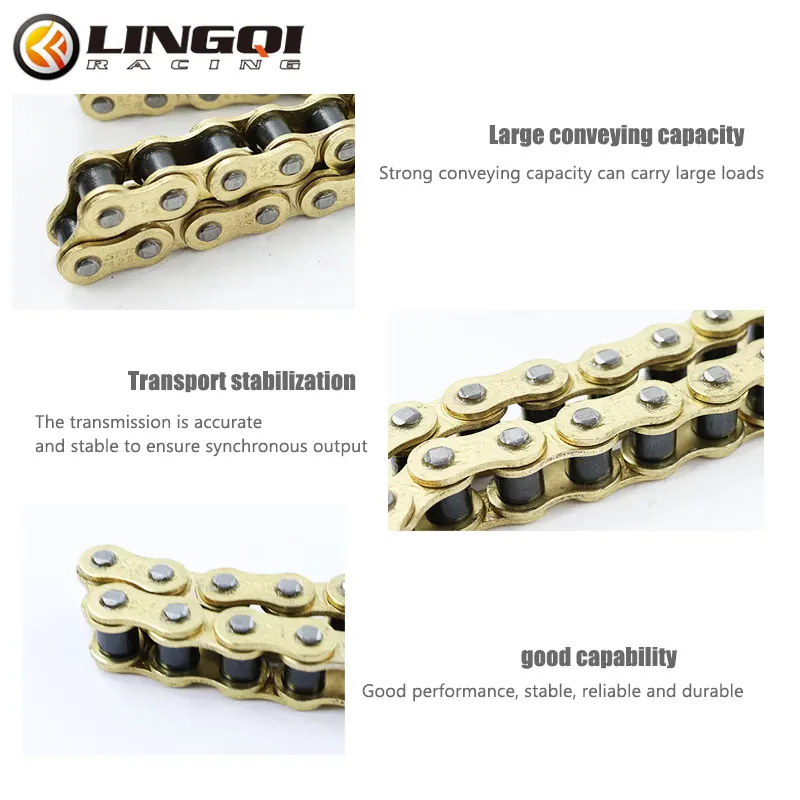 LINGQI RACING 428 Gold Racing Chain 90L-112L Links Chains Buckle Ring Link For 110cc 125cc 140cc 150cc Dirt Pit Bike Motorcycle