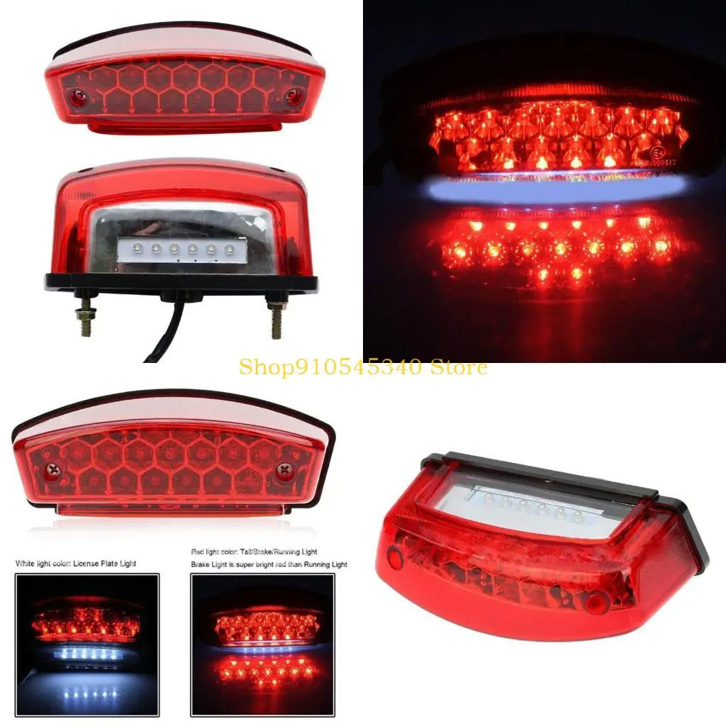 

U2JA Waterproof Motorcycle License Plate Lamp Rear Tail Light 12V Mini LED Light Lamp