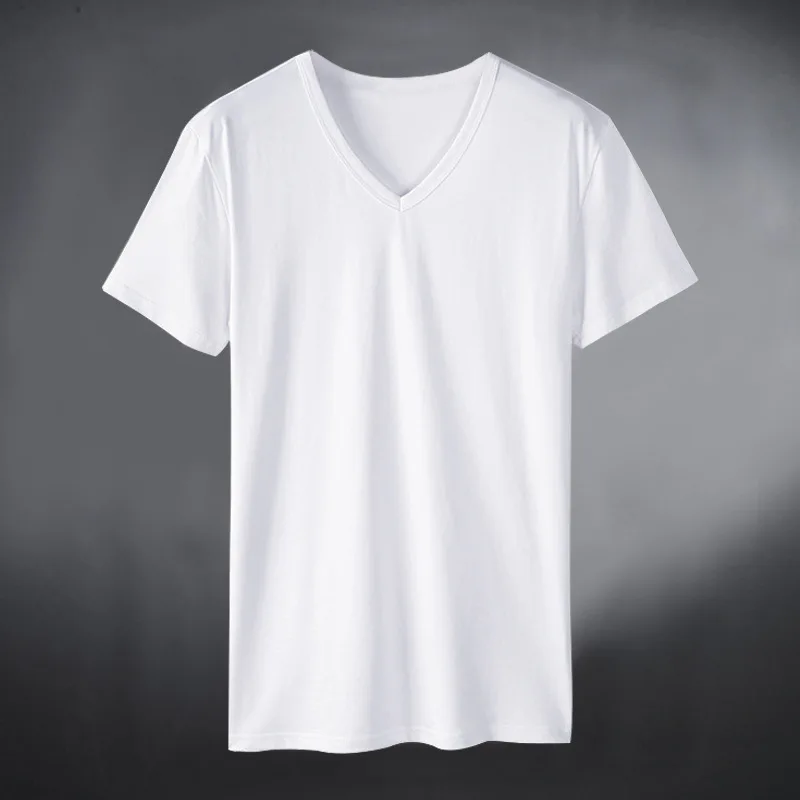 Cross-border foreign trade men\'s V-neck solid color T-shirt running sports leisure quick-drying breathable perspiration shor