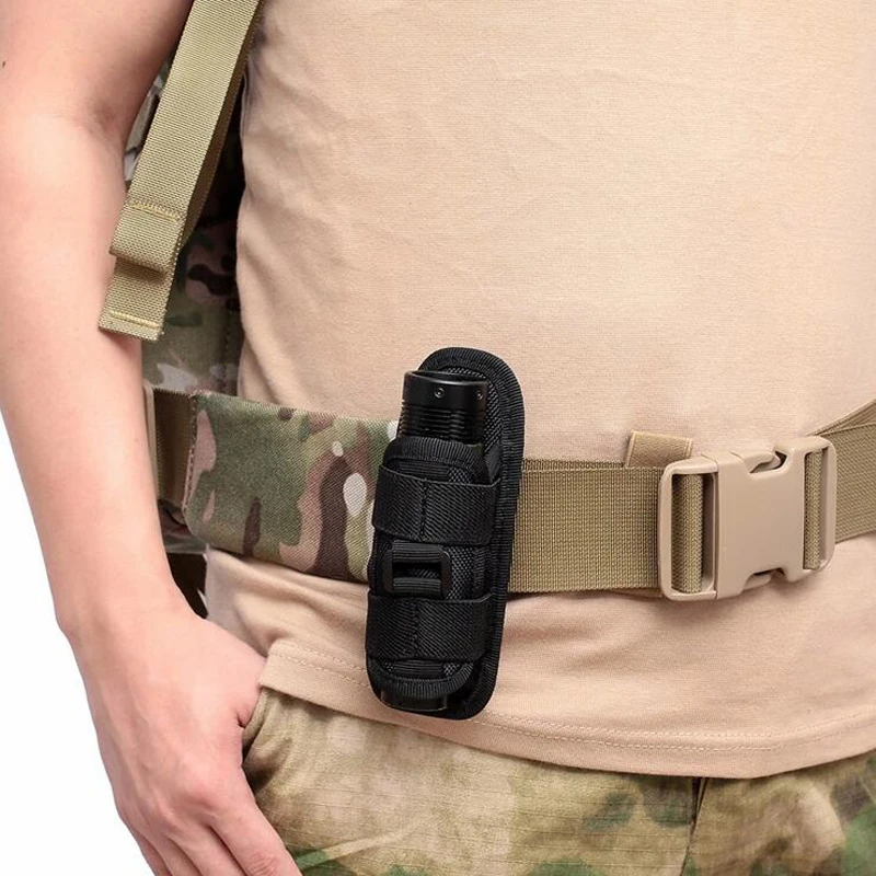 Tactical 360 Degrees Rotatable Flashlight Pouch Holster Torch Case For Belt Torch Cover Hunting Lighting Accessory Survival Kits