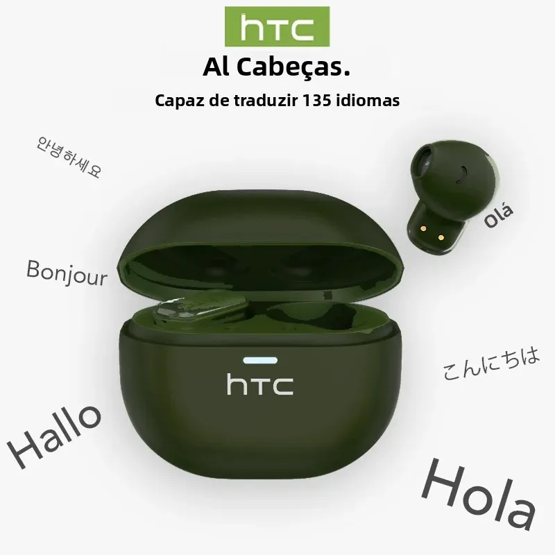 Htc ne16 ai fones de ouvido bluetooth v6 tws esportes sem fio com microfone redução ruído hd chamada ai tradutor fones mini