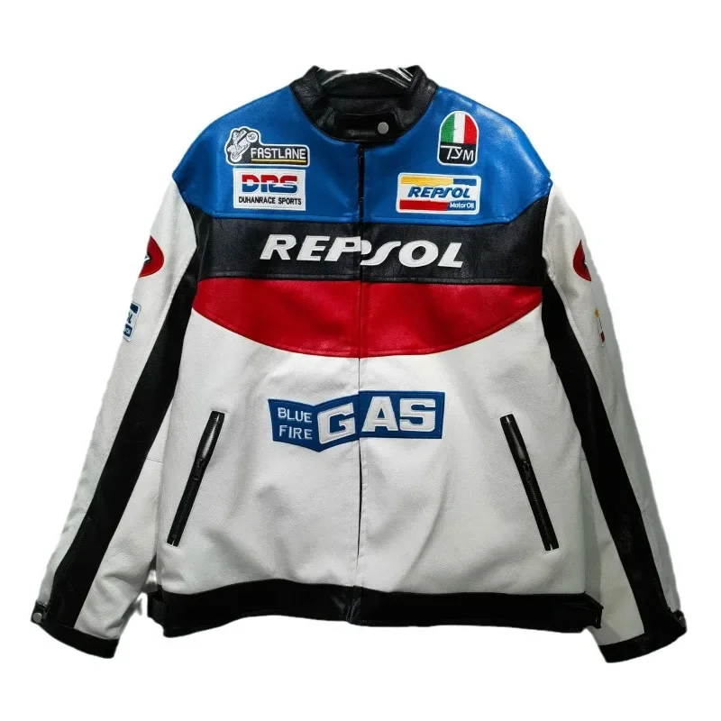 Motorcycle cycling suit men's four-season leather jacket racing suit off-road motorcycle leather jacket