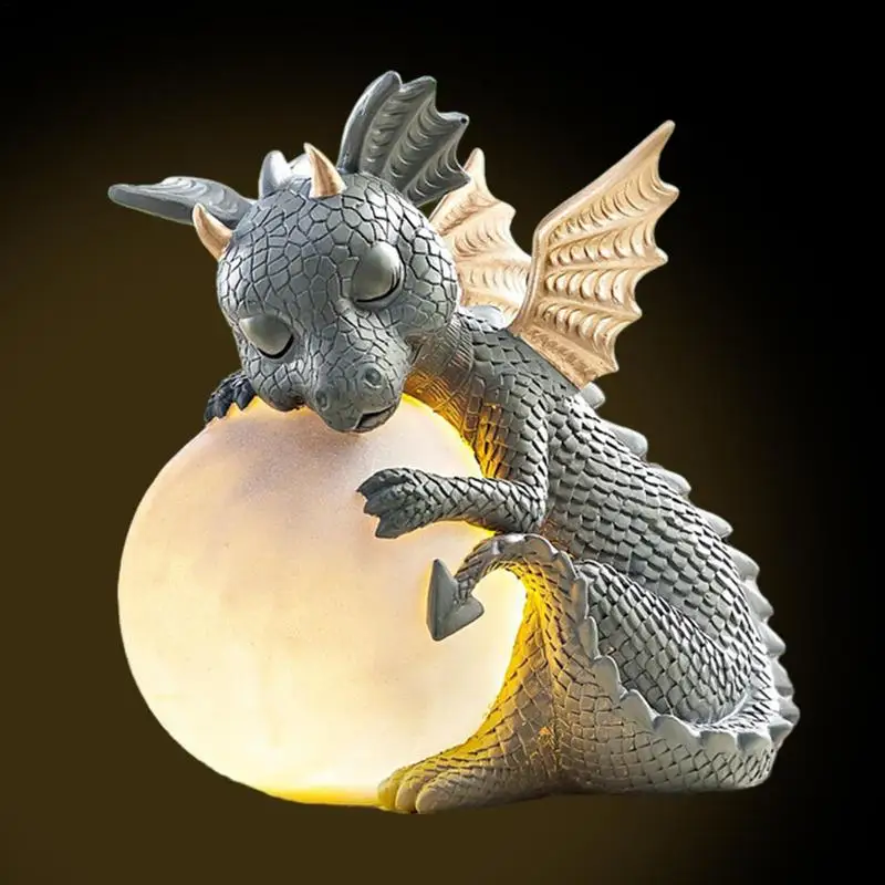 Dinosaur Night Light Lamp Unique Resin Dinosaur Table Lamp Decorative Animal Sculpture Night Lamp for Bedside Garden Decoration